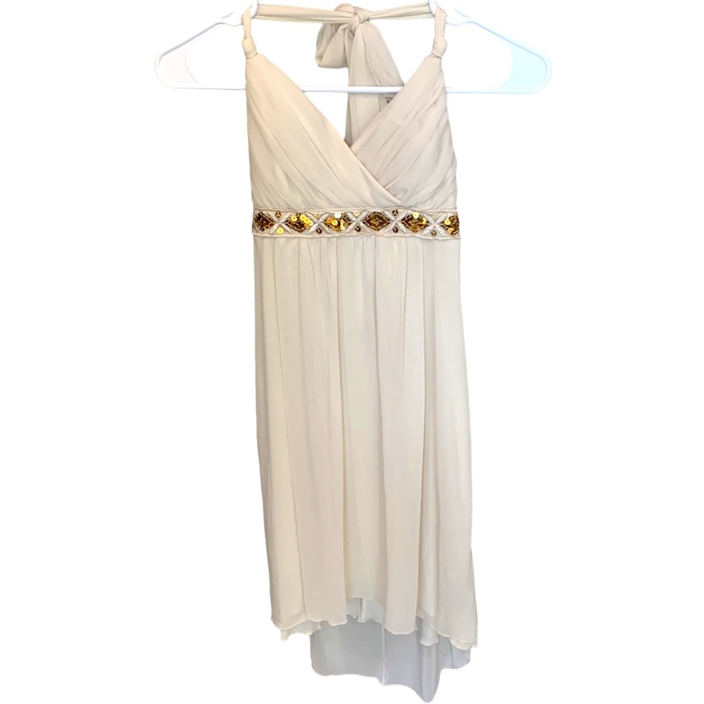 Formal Cream Halter Neck Dress